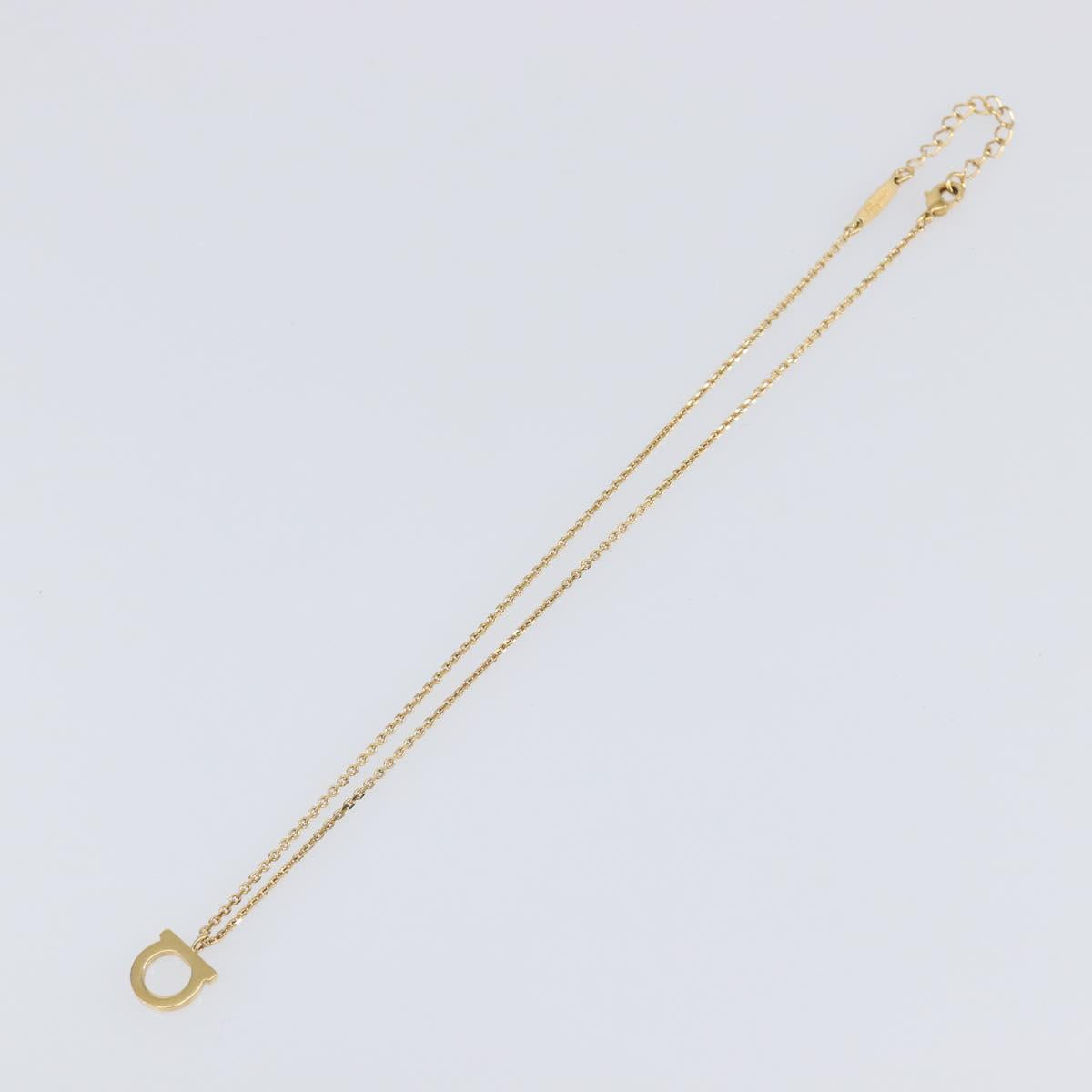 Salvatore Ferragamo Gancini Necklace metal Gold Tone Auth SW2862M