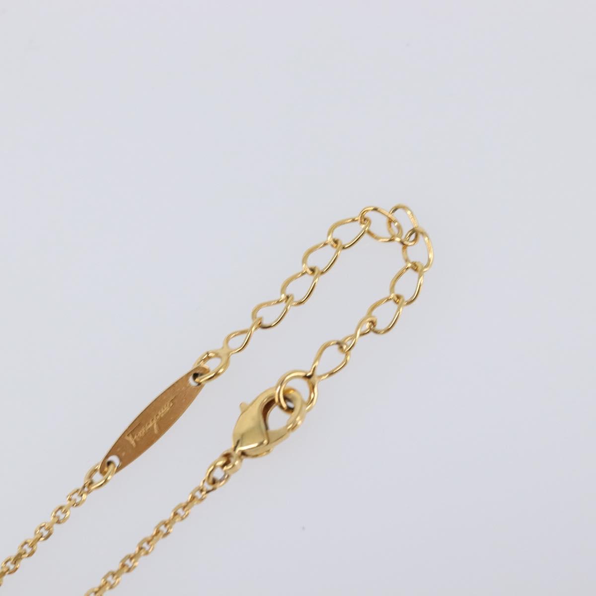 Salvatore Ferragamo Gancini Necklace metal Gold Tone Auth SW2862M