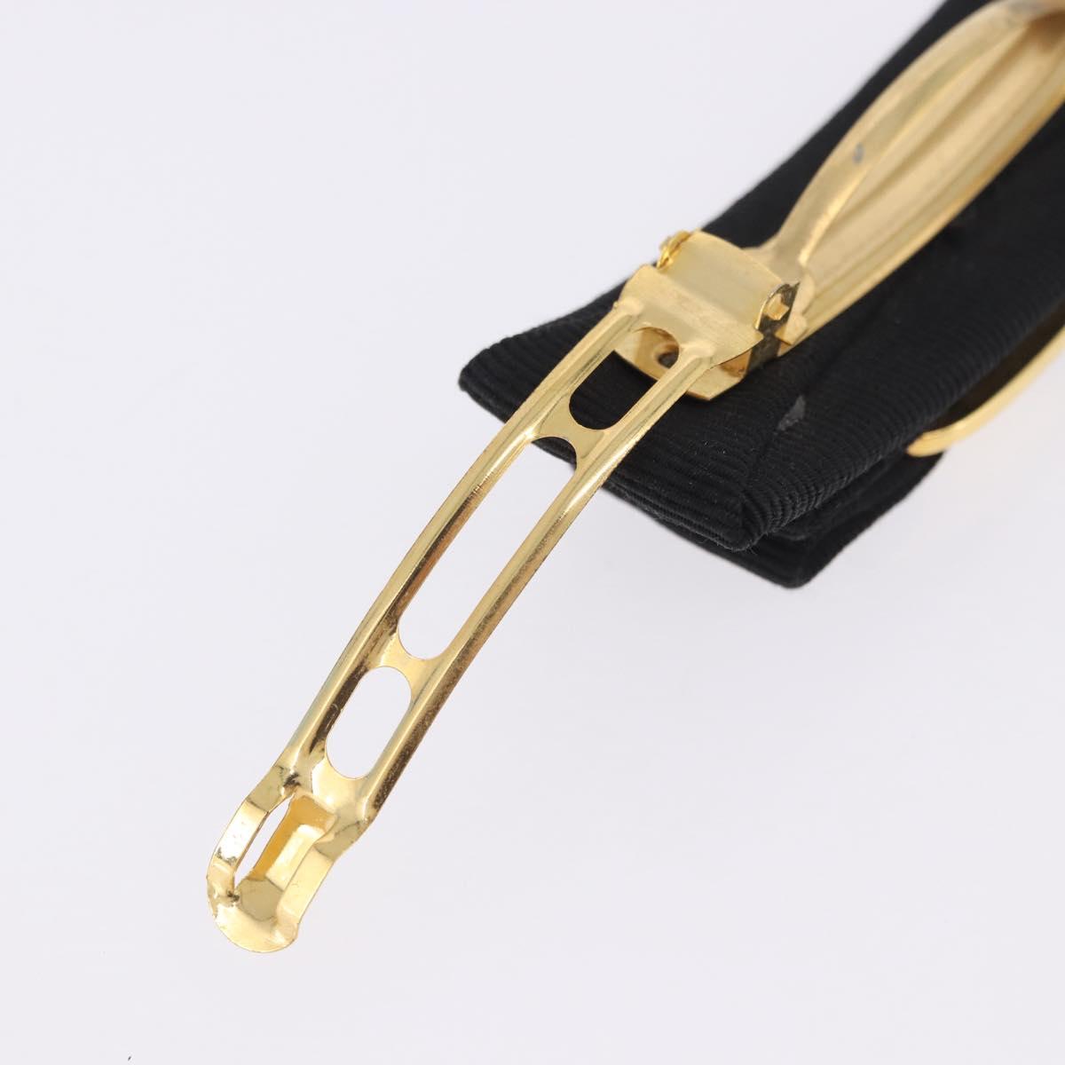 Salvatore Ferragamo Vala Valletta Hair Clip Canvas Black Gold Auth SW2864