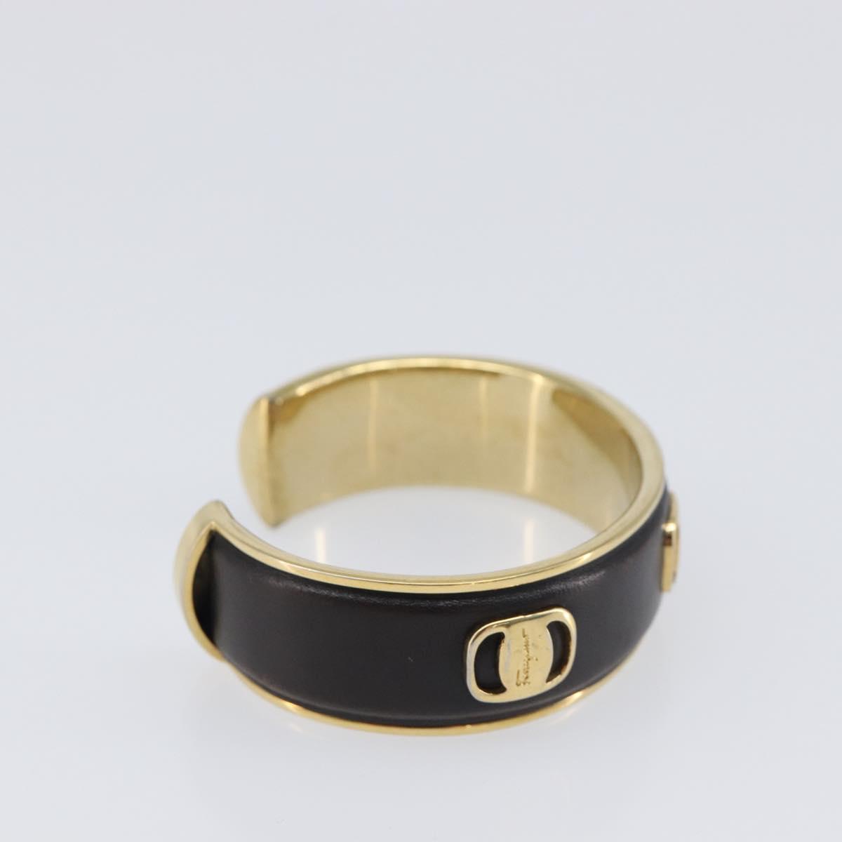 Salvatore Ferragamo Bangle Metal 2 Set Silver Black Auth SW2865