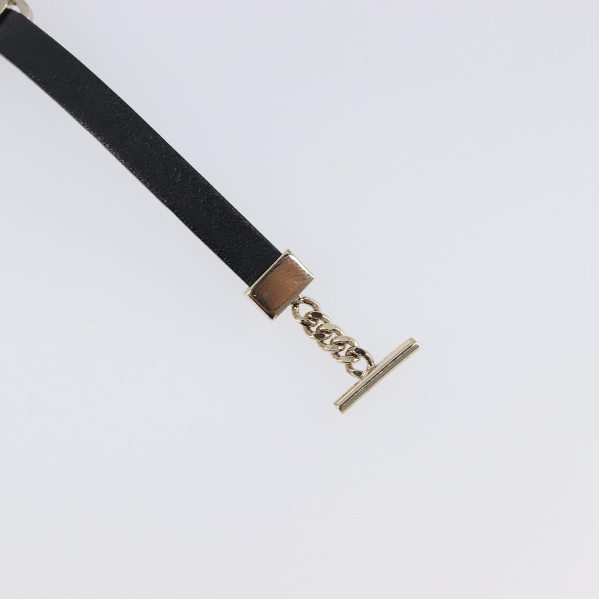 Salvatore Ferragamo Vala Bracelet Leather Black Gold Auth SW2868