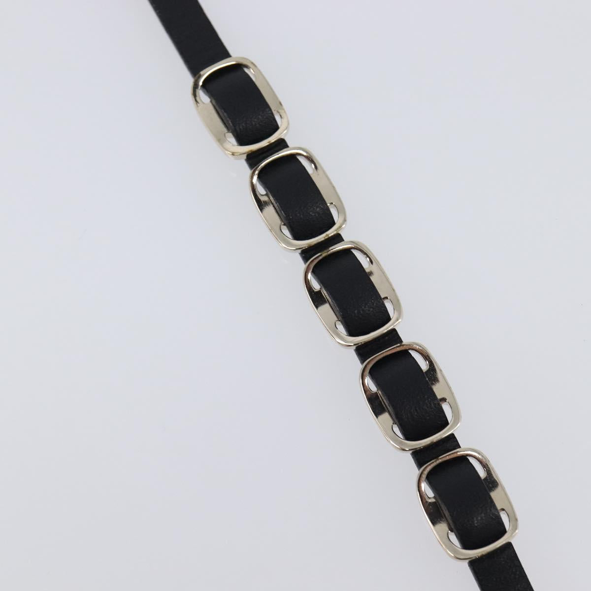 Salvatore Ferragamo Vala Bracelet Leather Black Gold Auth SW2868