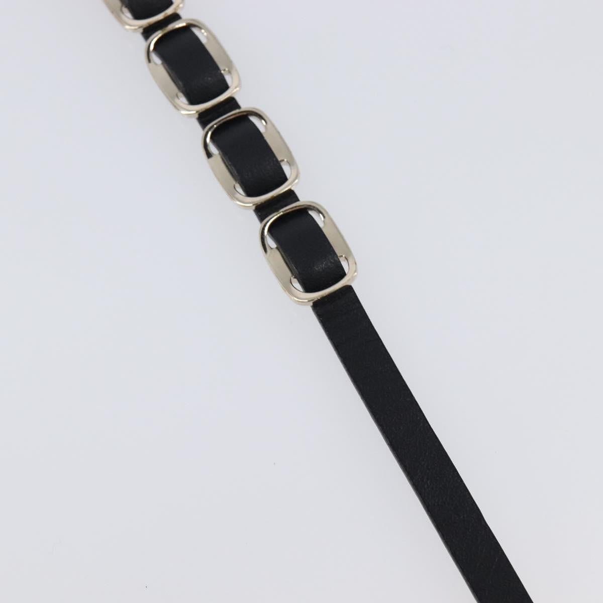 Salvatore Ferragamo Vala Bracelet Leather Black Gold Auth SW2868