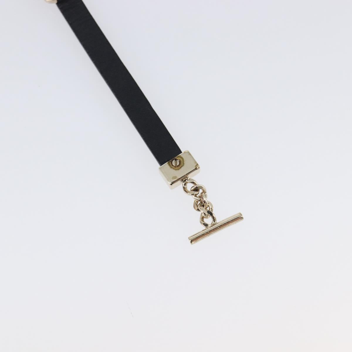 Salvatore Ferragamo Vala Bracelet Leather Black Gold Auth SW2868