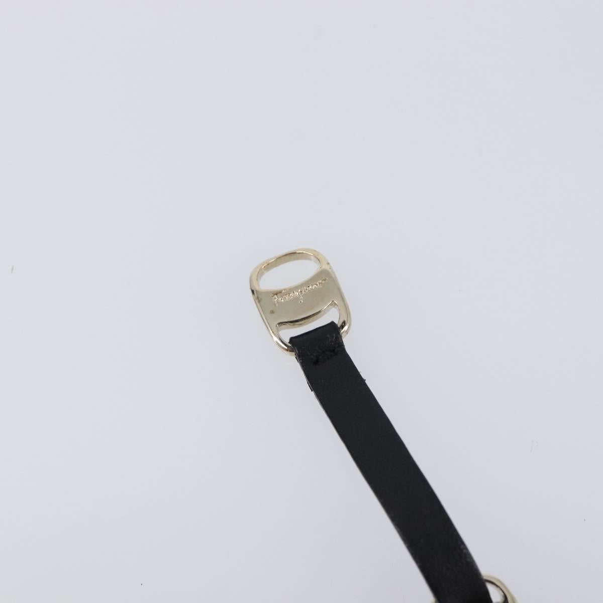 Salvatore Ferragamo Vala Bracelet Leather Black Gold Auth SW2868