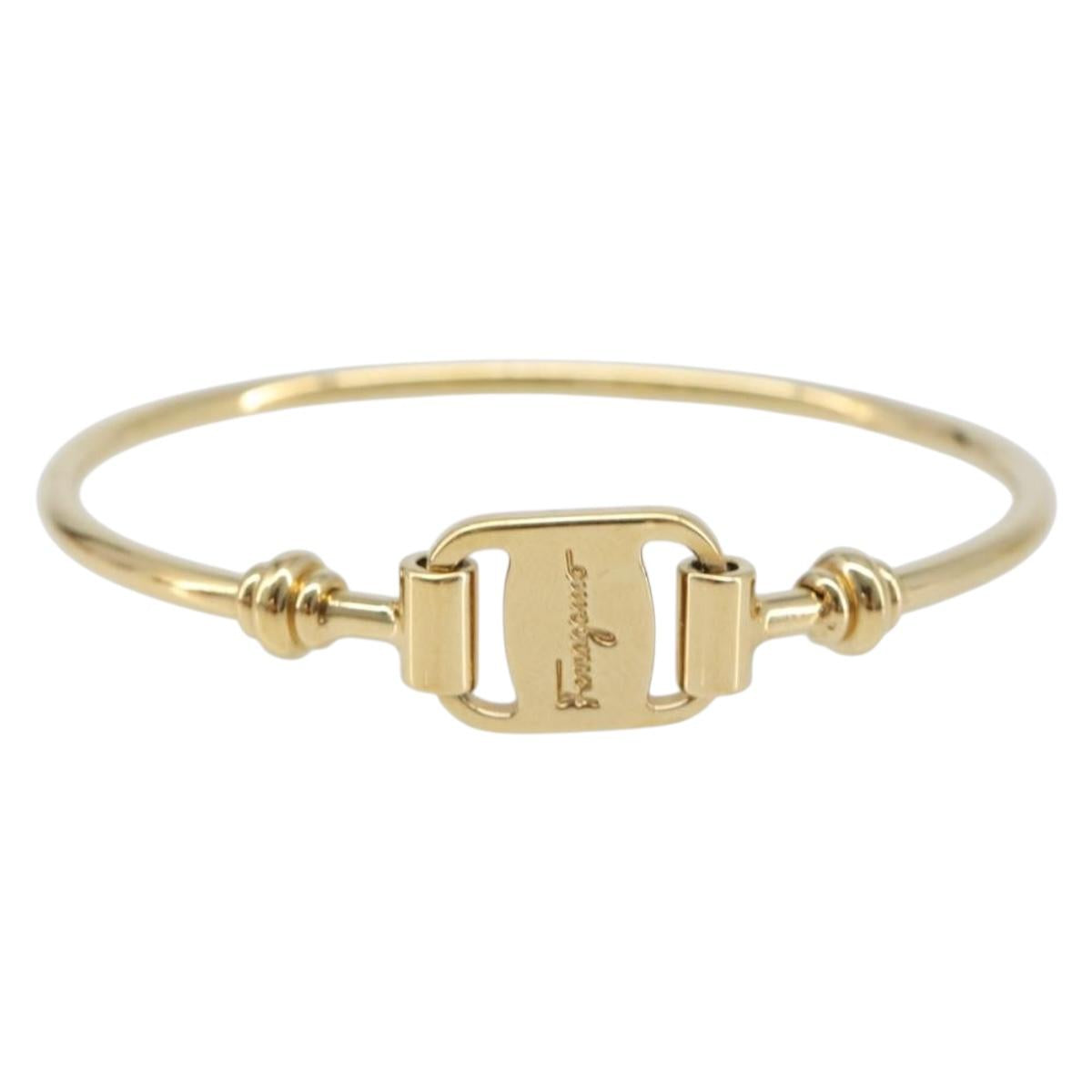 Salvatore Ferragamo Vala Bracelet Metal Gold Tone Auth SW2869V