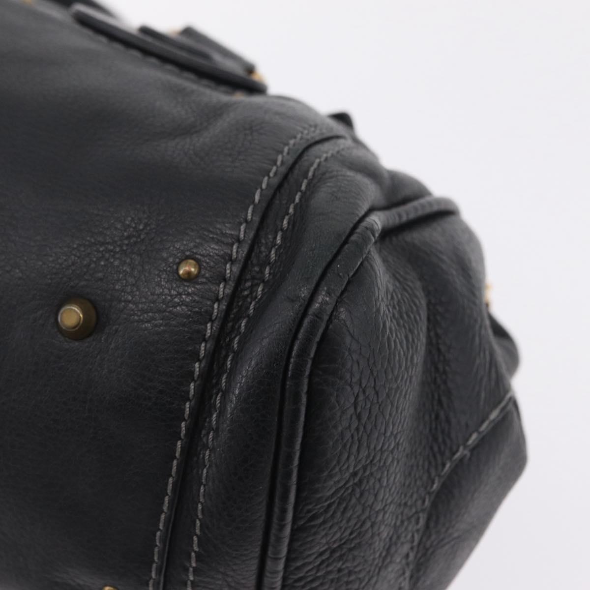 Chloe Paddington Hand Bag Leather Black Gold Tone Auth SW2877V