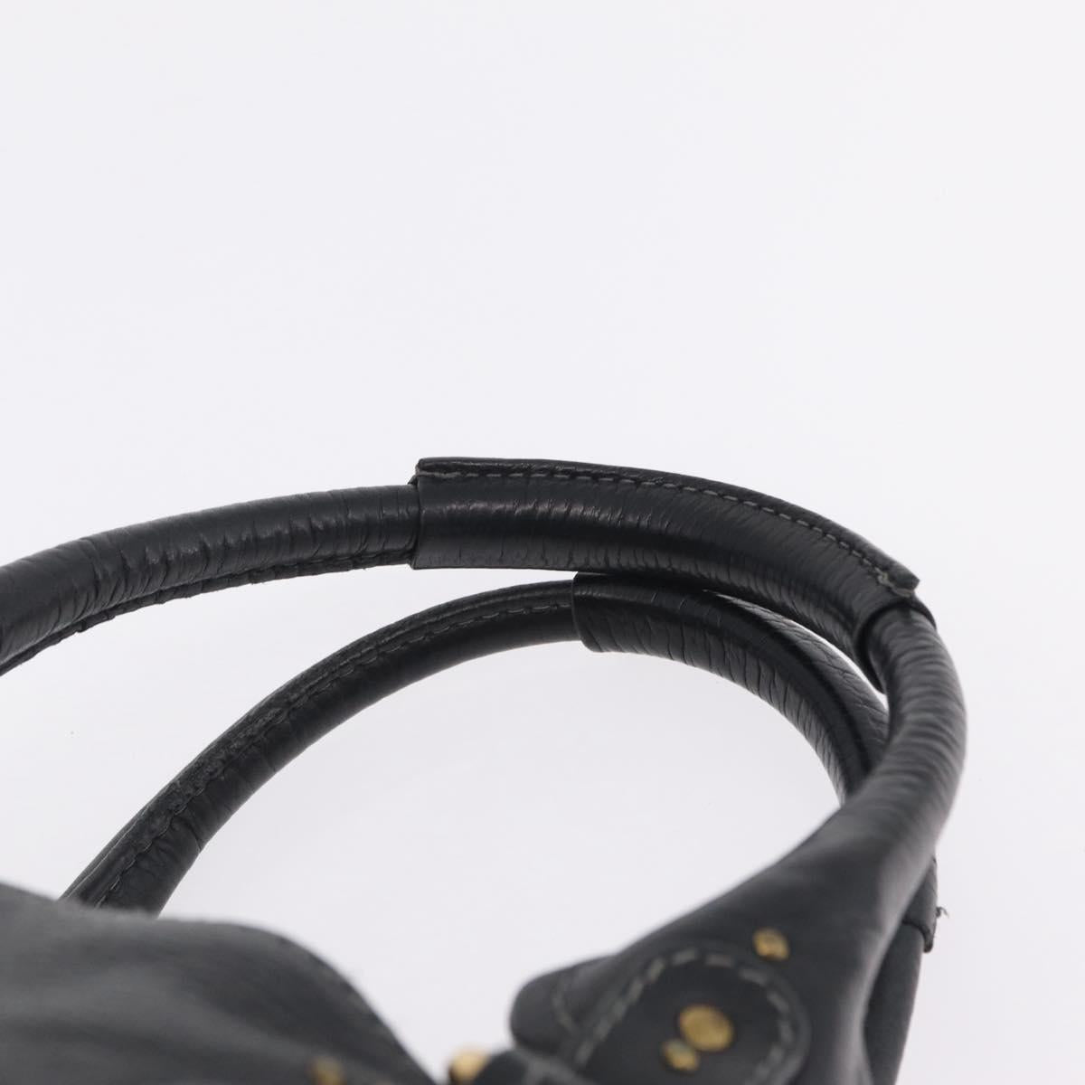 Chloe Paddington Hand Bag Leather Black Gold Tone Auth SW2877V