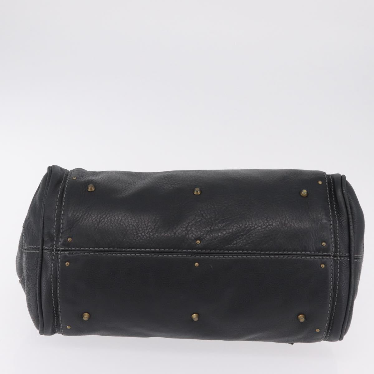 Chloe Paddington Hand Bag Leather Black Gold Tone Auth SW2877V