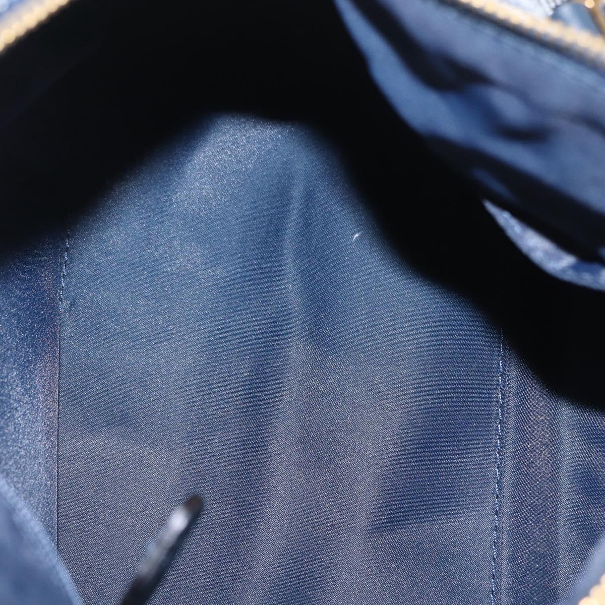 Christian Dior Trotter Canvas Hand Bag Navy Gold Tone Auth SW2879V