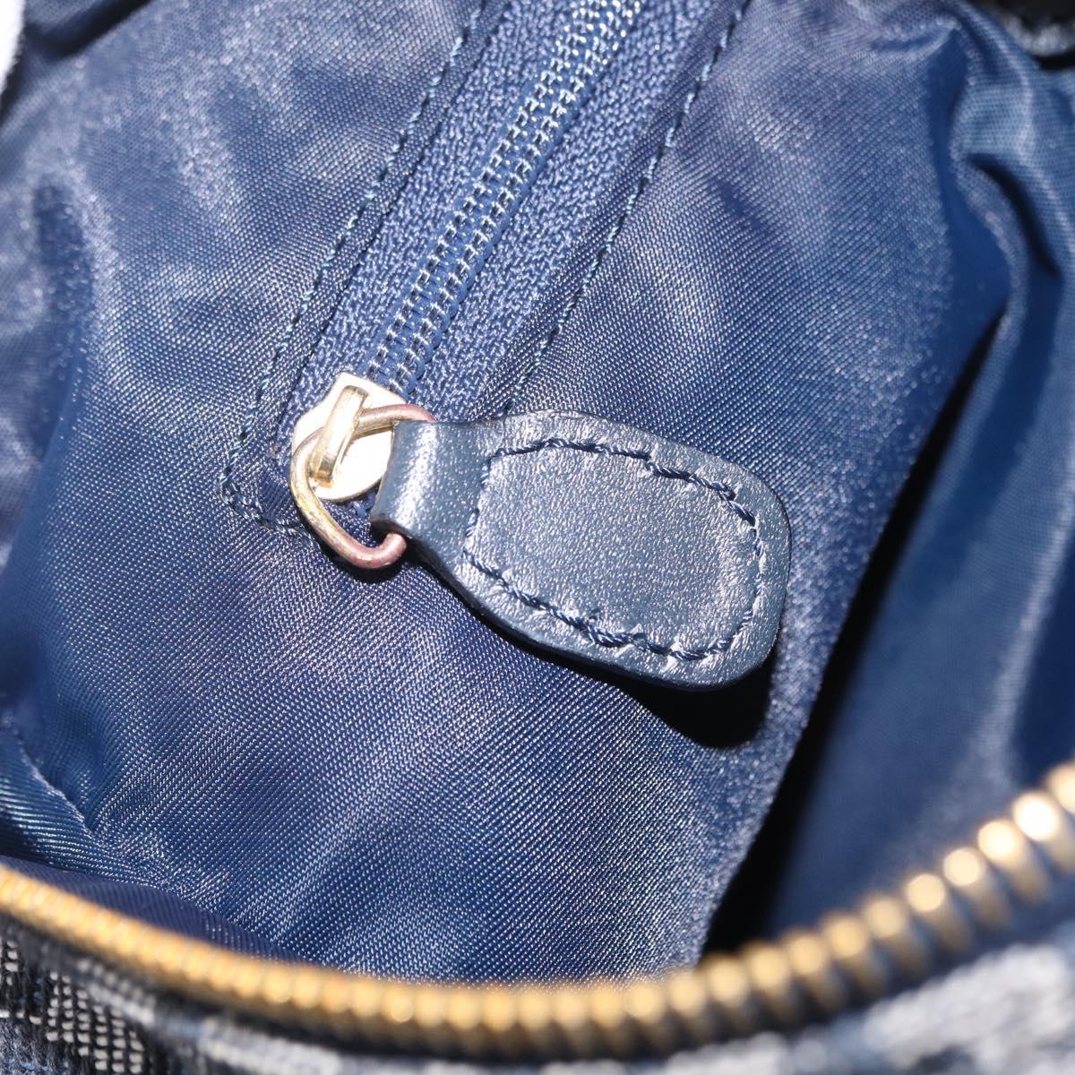 Christian Dior Trotter Canvas Hand Bag Navy Gold Tone Auth SW2879V