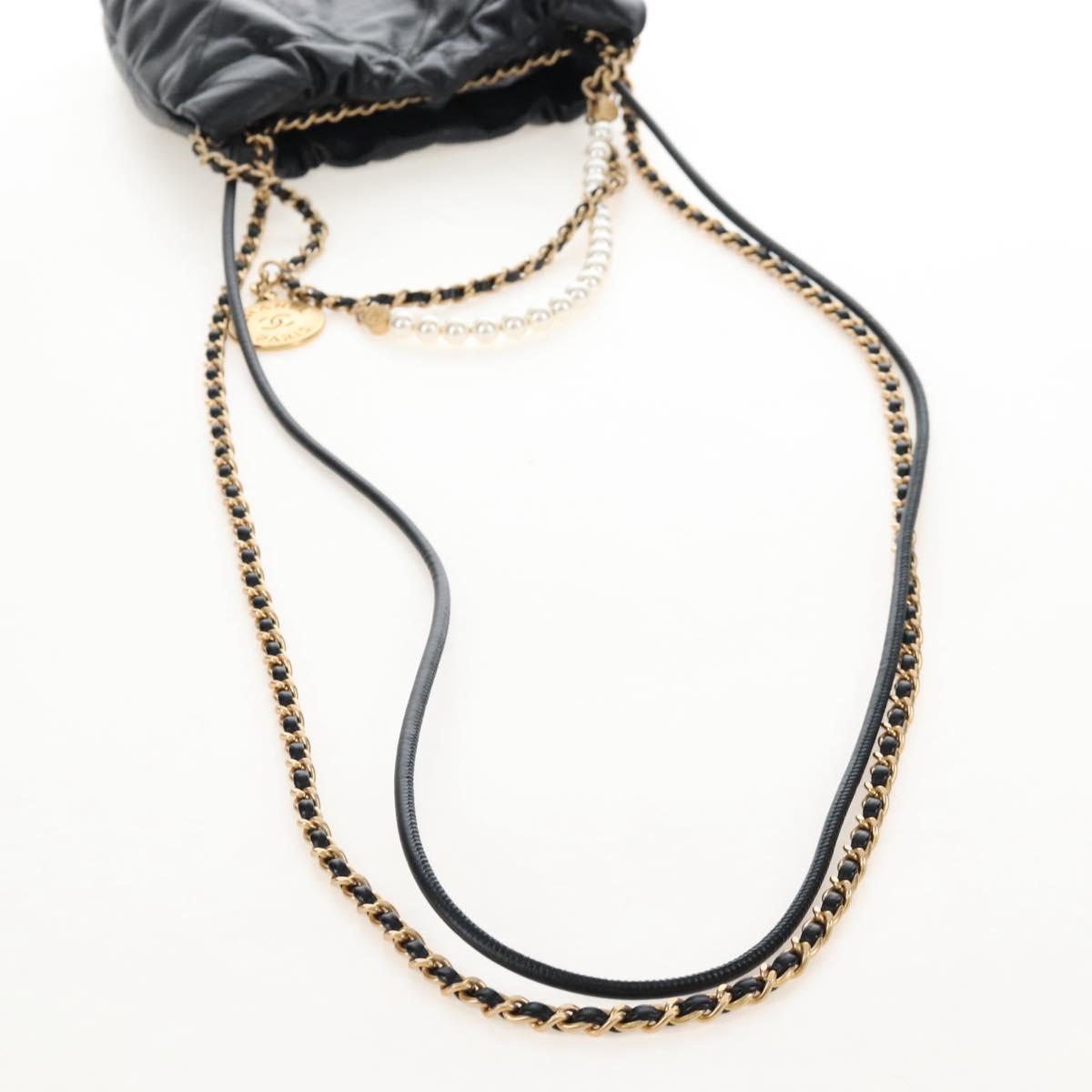 CHANEL Chanel 22 Hand Bag Calf Skin 2way Black Gold Tone CC Auth SW2882SM