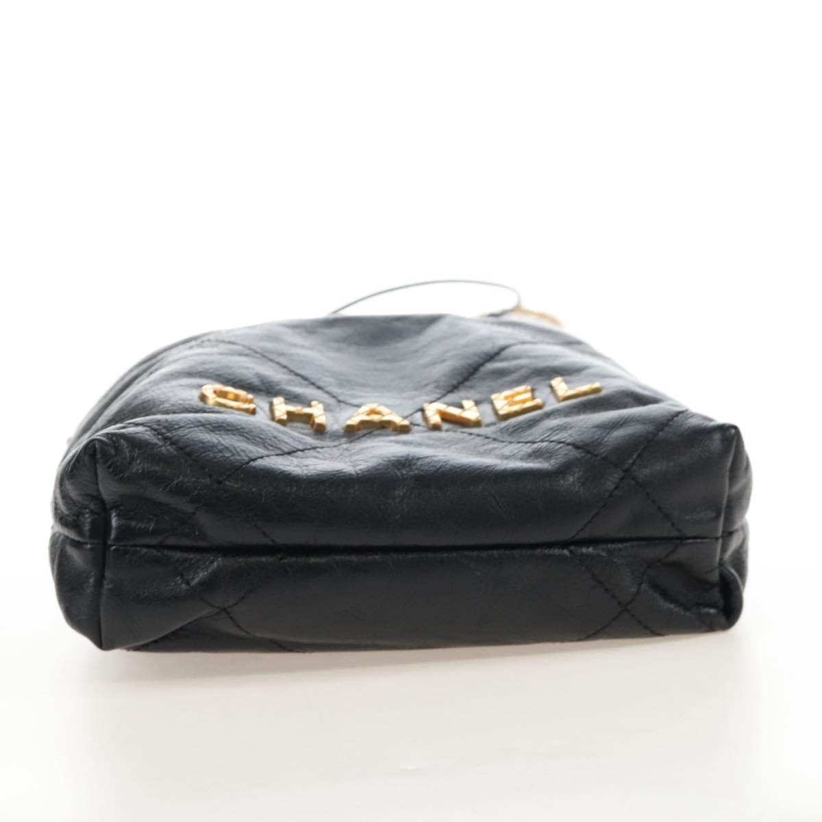 CHANEL Chanel 22 Hand Bag Calf Skin 2way Black Gold Tone CC Auth SW2882SM