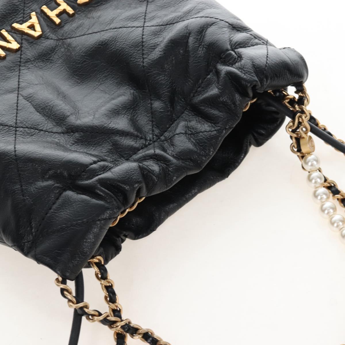 CHANEL Chanel 22 Hand Bag Calf Skin 2way Black Gold Tone CC Auth SW2882SM