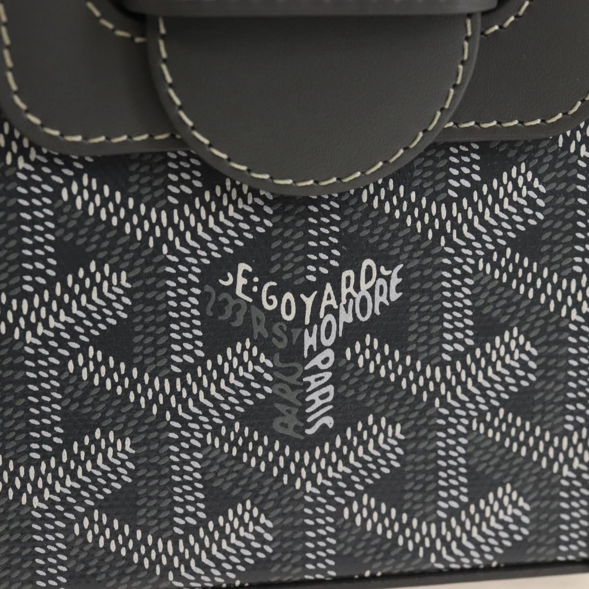 Goyard Herringbone Saigon Mini Hand Bag PVC Leather 2way Gray Auth SW2884SM