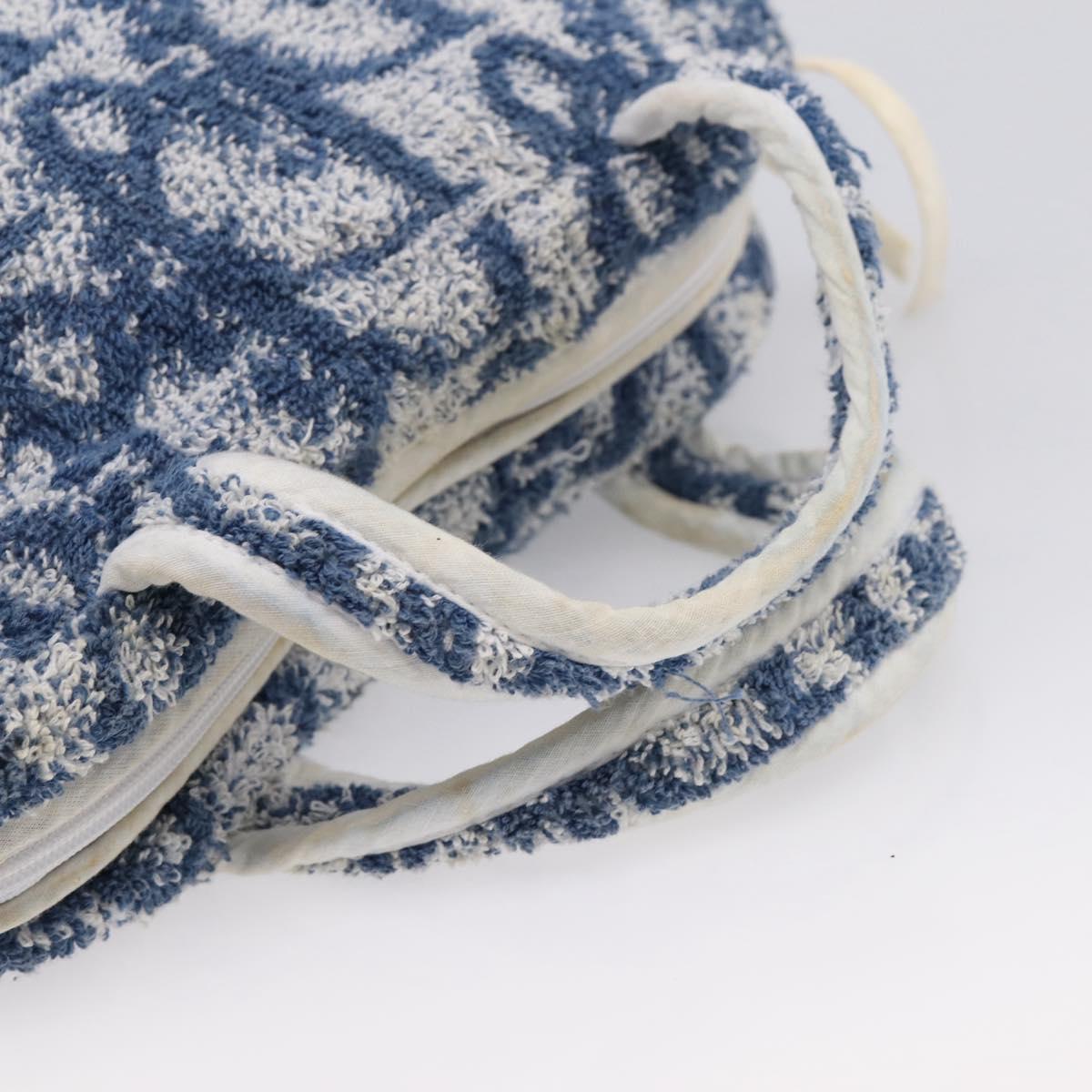 Christian Dior Trotter Canvas Hand Bag Pile Blue White Auth SW2885A