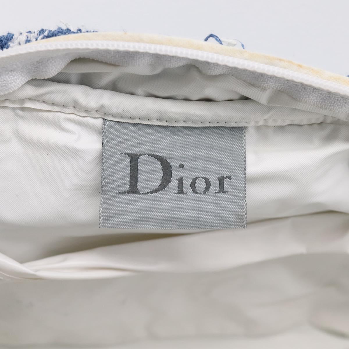 Christian Dior Trotter Canvas Hand Bag Pile Blue White Auth SW2885A