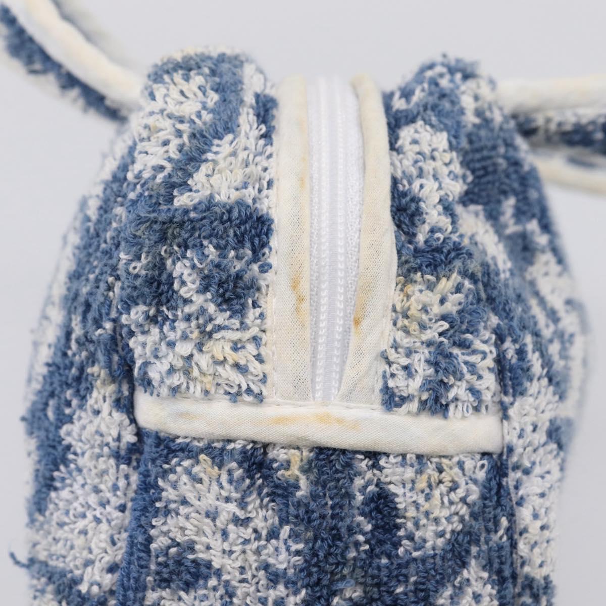 Christian Dior Trotter Canvas Hand Bag Pile Blue White Auth SW2885A