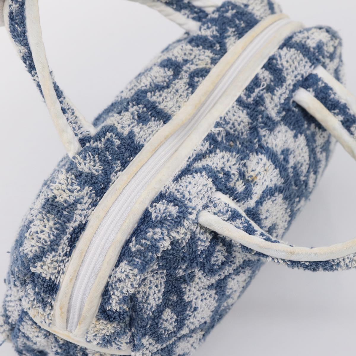 Christian Dior Trotter Canvas Hand Bag Pile Blue White Auth SW2885A