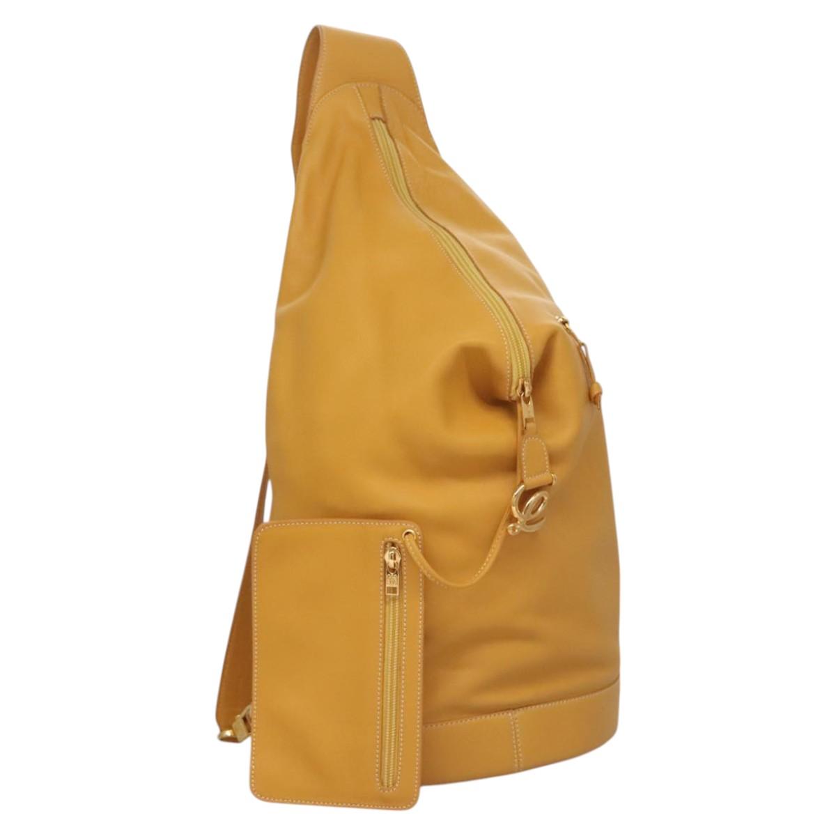 LOEWE Anagram Shoulder Bag Leather Yellow Gold Auth sw289