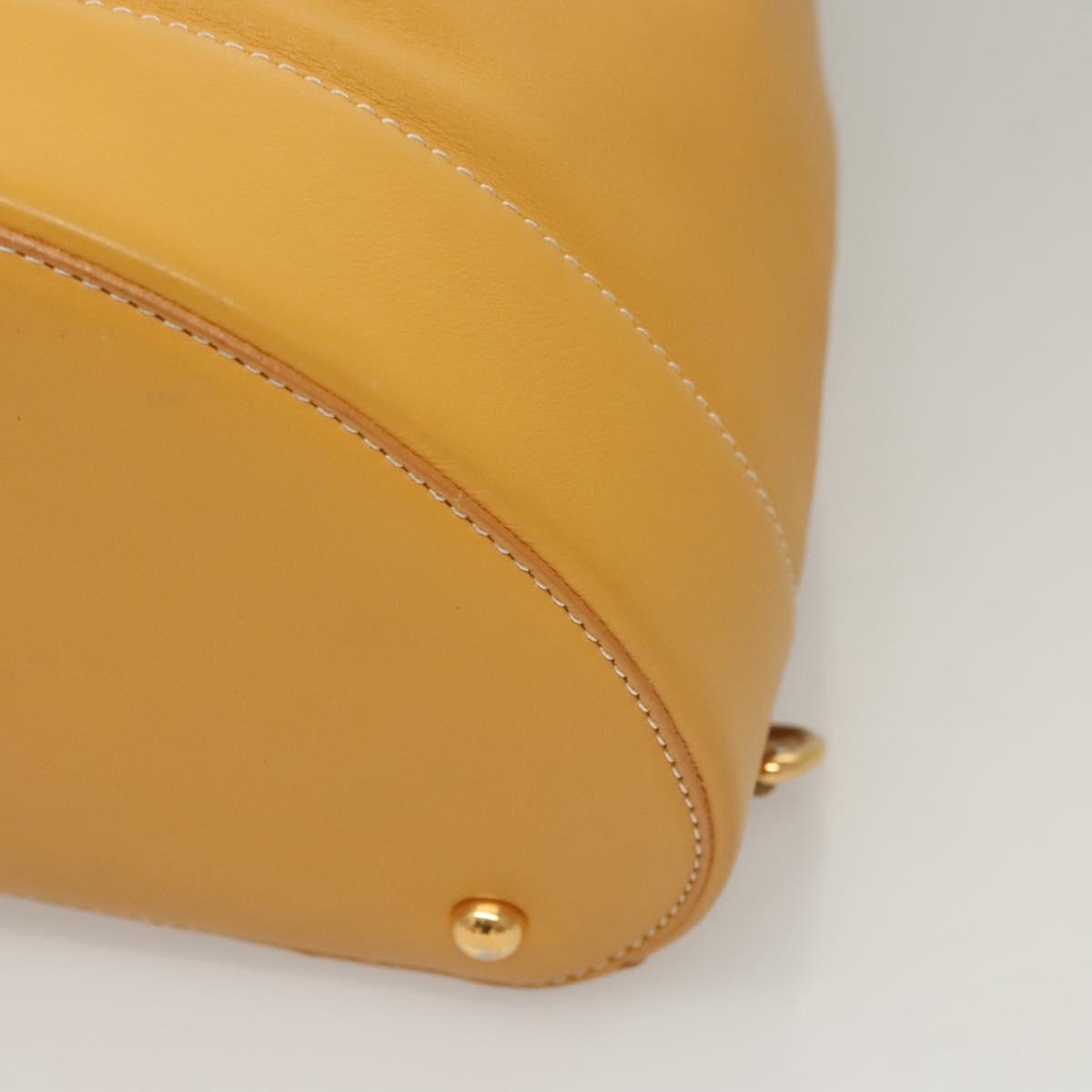 LOEWE Anagram Shoulder Bag Leather Yellow Gold Auth sw289