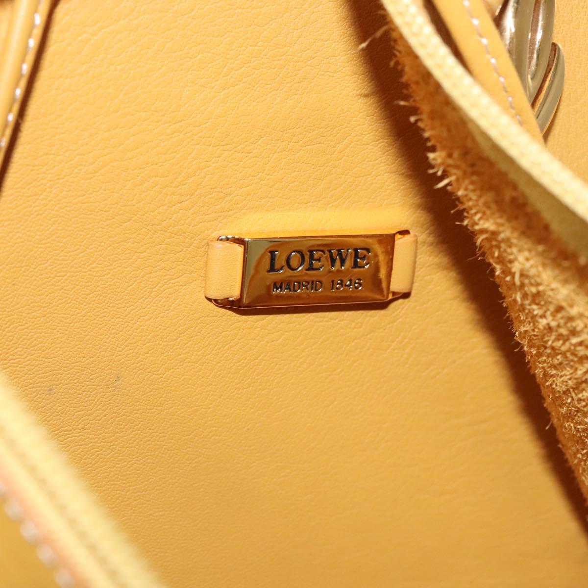 LOEWE Anagram Shoulder Bag Leather Yellow Gold Auth sw289