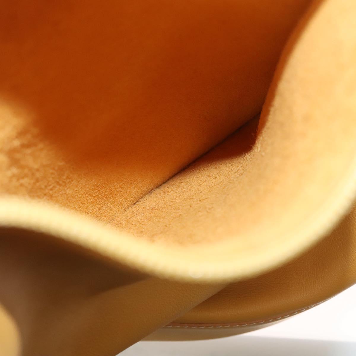 LOEWE Anagram Shoulder Bag Leather Yellow Gold Auth sw289