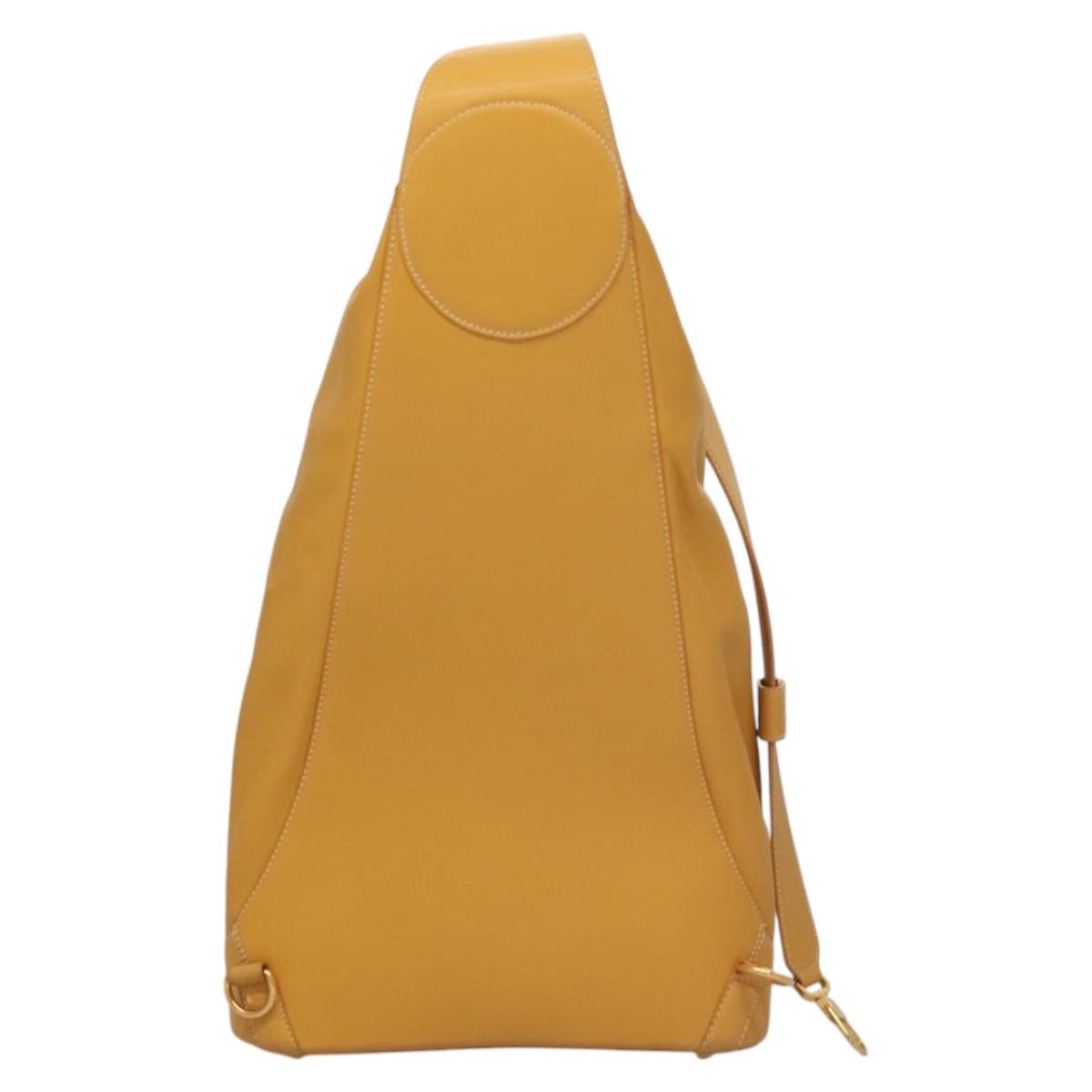 LOEWE Anagram Shoulder Bag Leather Yellow Gold Auth sw289