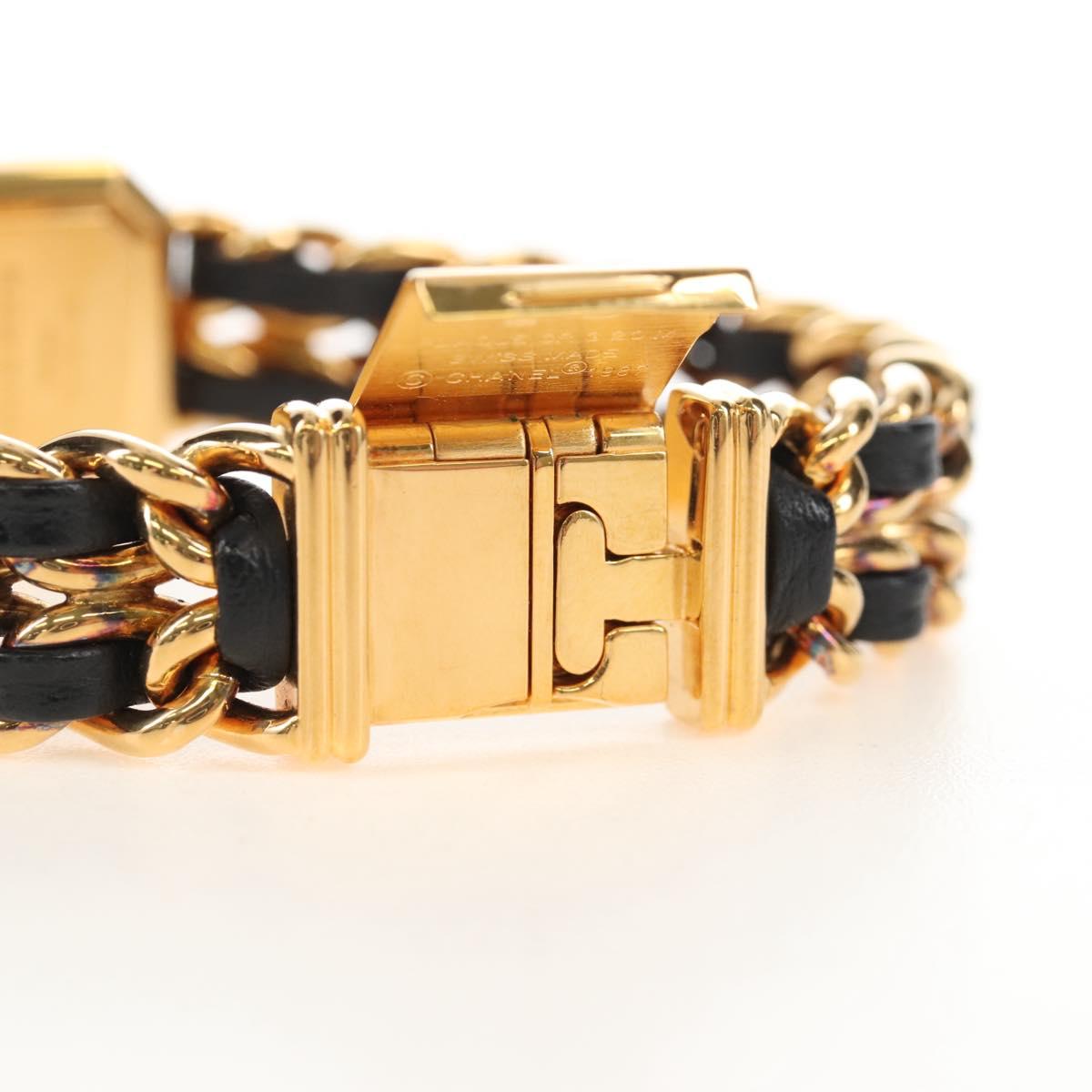 CHANEL Premiere Watches Metal Gold Tone Black CC Auth SW2894SAM
