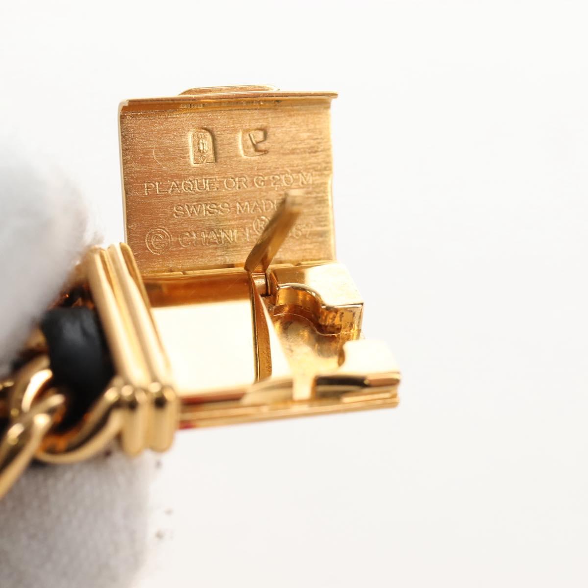 CHANEL Premiere Watches Metal Gold Tone Black CC Auth SW2894SAM