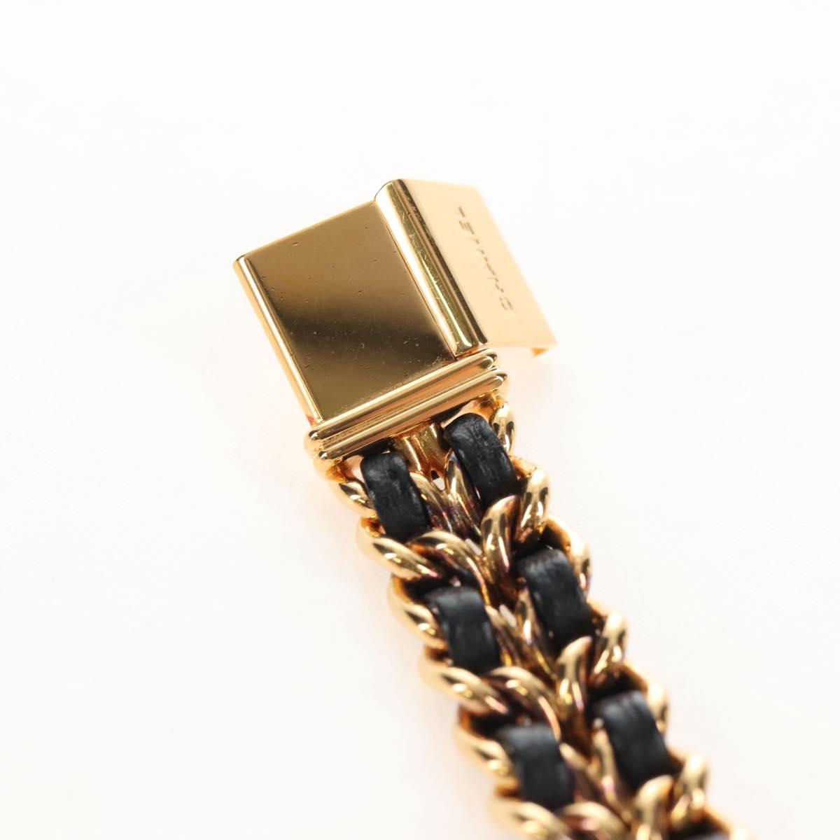 CHANEL Premiere Watches Metal Gold Tone Black CC Auth SW2894SAM