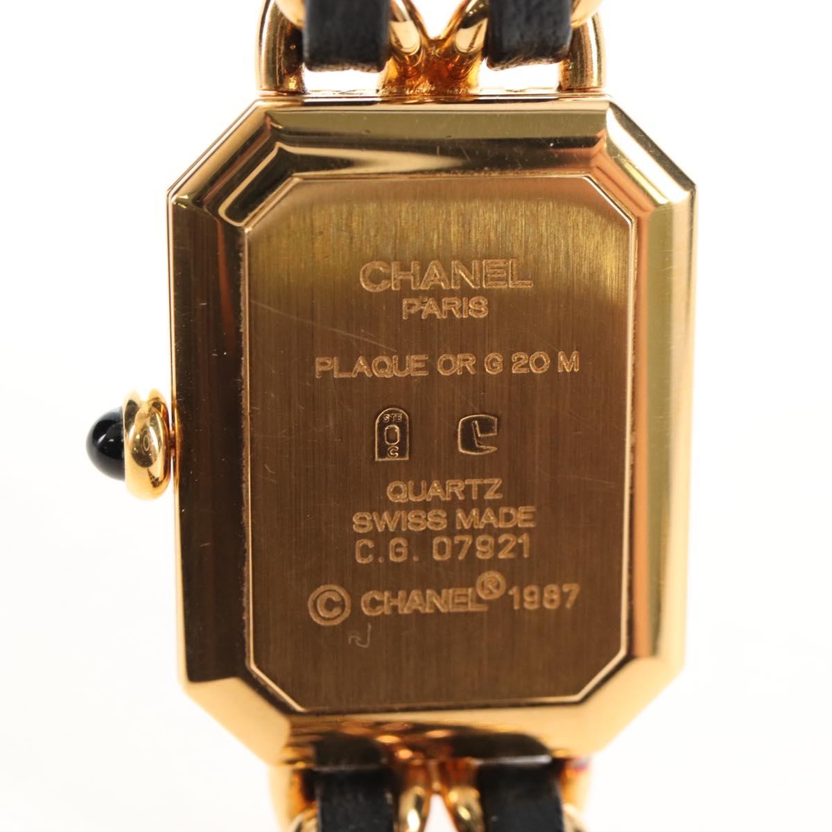 CHANEL Premiere Watches Metal Gold Tone Black CC Auth SW2894SAM