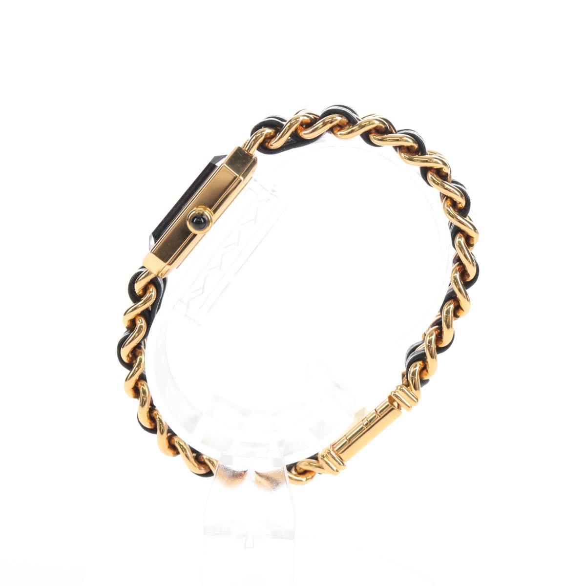CHANEL Premiere Watches Metal Gold Tone Black CC Auth SW2894SAM