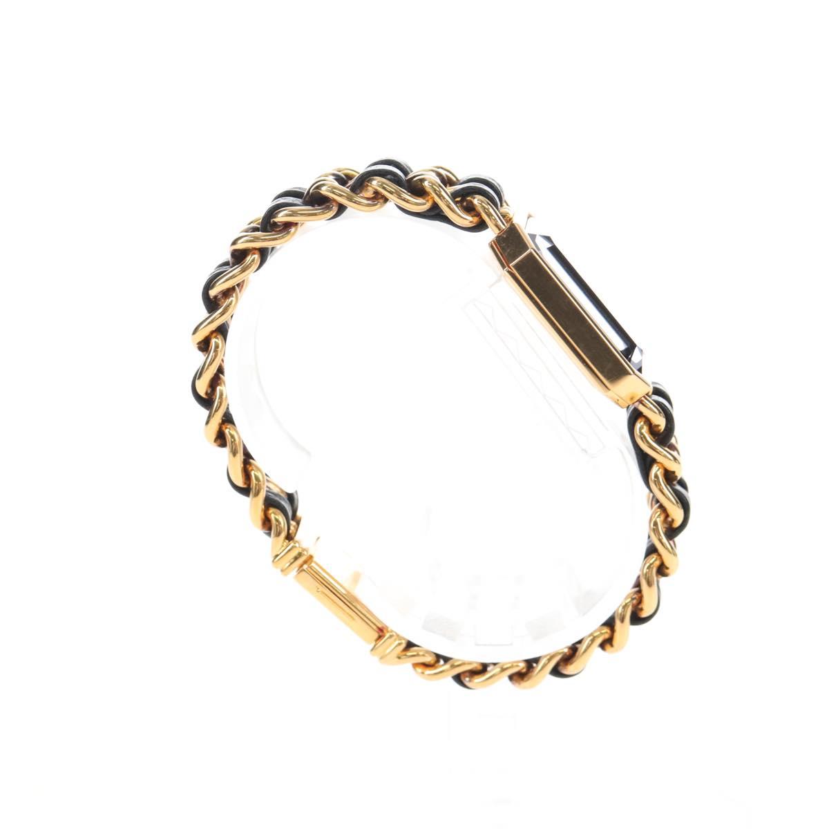 CHANEL Premiere Watches Metal Gold Tone Black CC Auth SW2894SAM