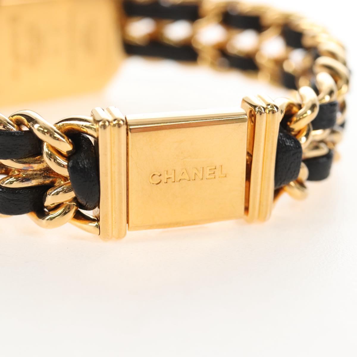 CHANEL Premiere Watches Metal Gold Tone Black CC Auth SW2895SAM