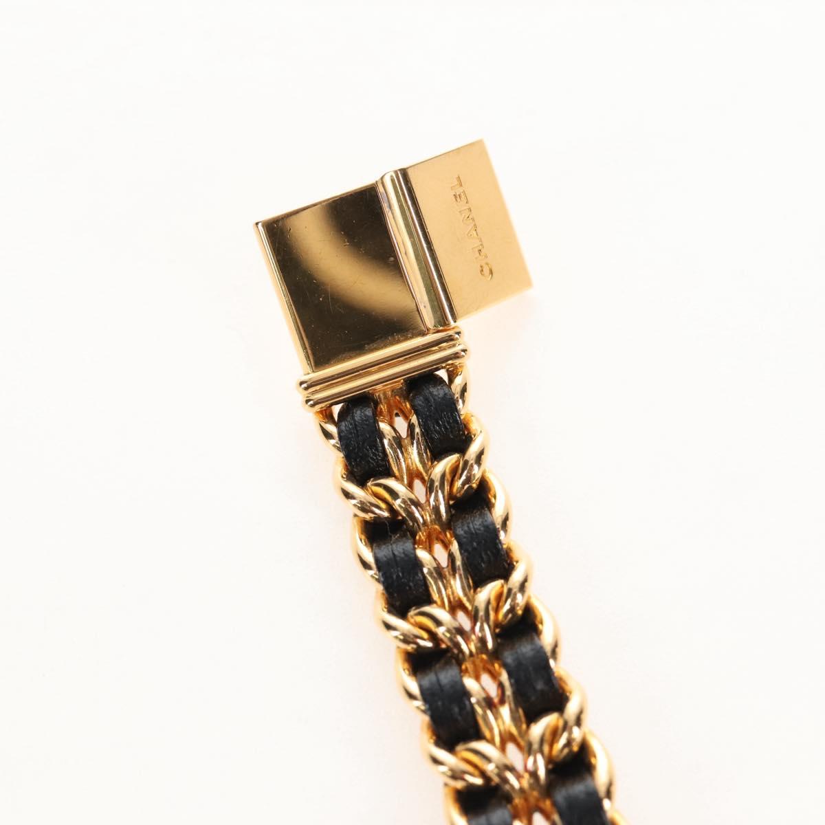 CHANEL Premiere Watches Metal Gold Tone Black CC Auth SW2895SAM
