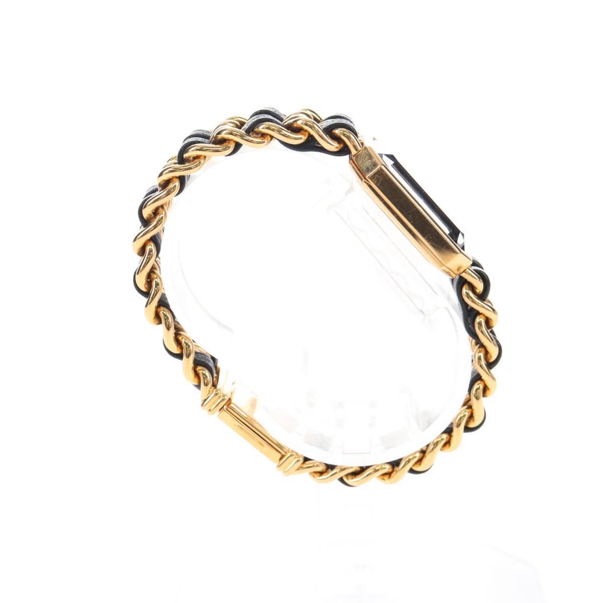 CHANEL Premiere Watches Metal Gold Tone Black CC Auth SW2895SAM