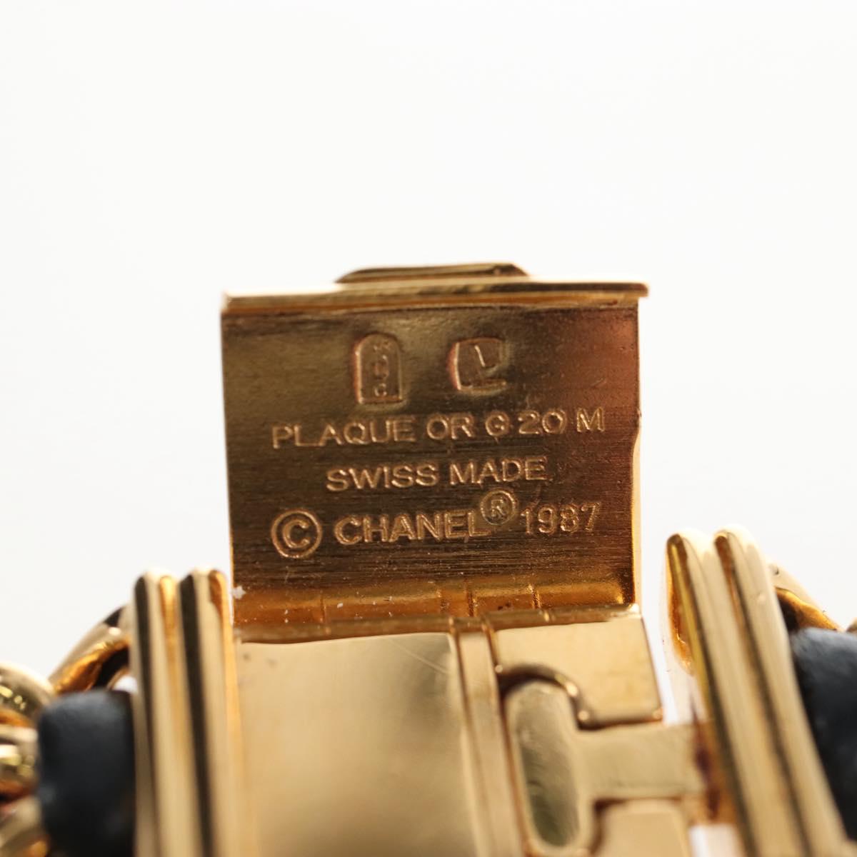 CHANEL Premiere Watches Metal Gold Tone Black CC Auth SW2896SAM