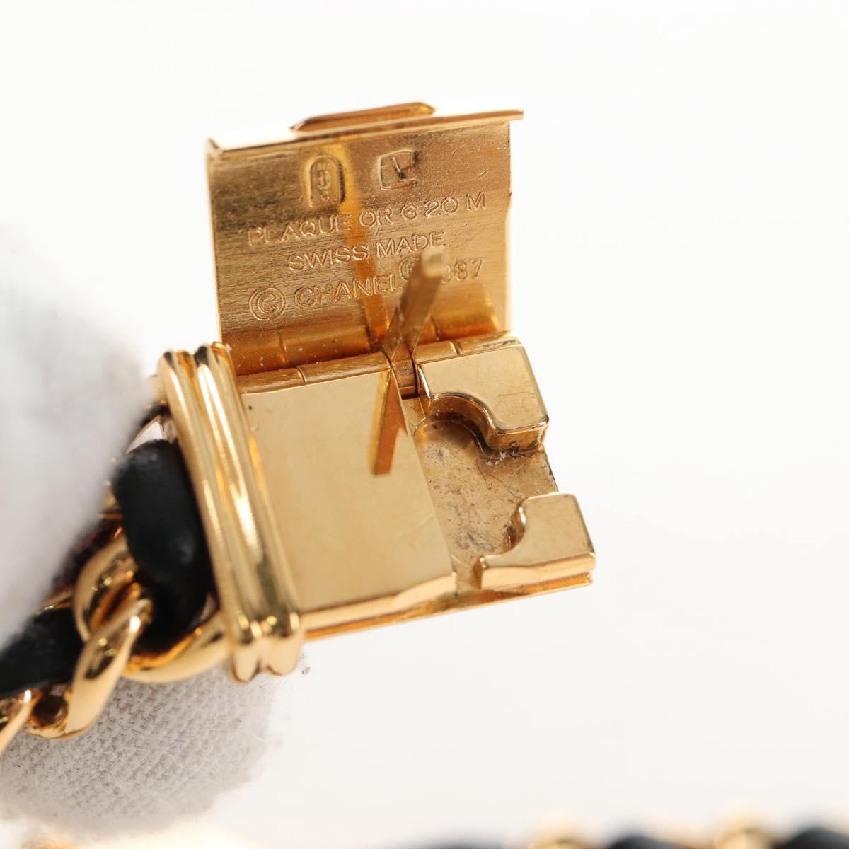 CHANEL Premiere Watches Metal Gold Tone Black CC Auth SW2896SAM