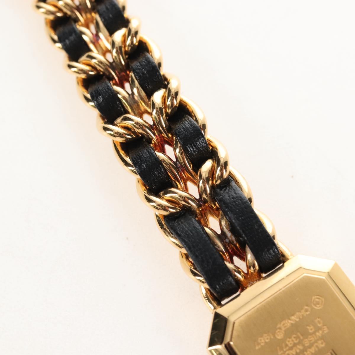 CHANEL Premiere Watches Metal Gold Tone Black CC Auth SW2896SAM