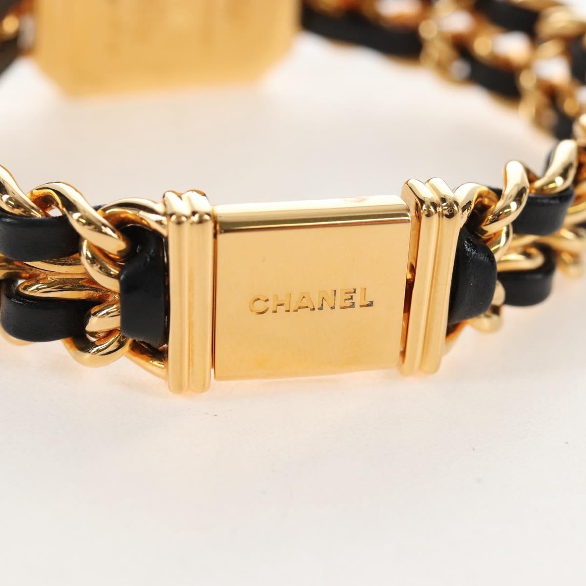 CHANEL Premiere Watches Metal Gold Tone Black CC Auth SW2897SAM