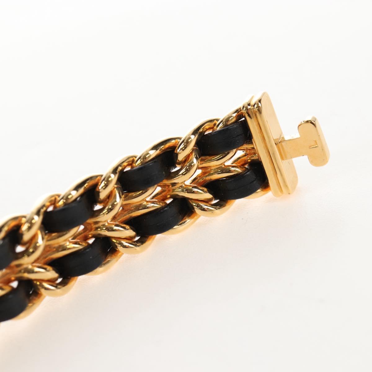 CHANEL Premiere Watches Metal Gold Tone Black CC Auth SW2897SAM