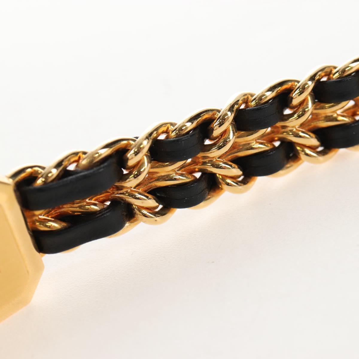 CHANEL Premiere Watches Metal Gold Tone Black CC Auth SW2897SAM