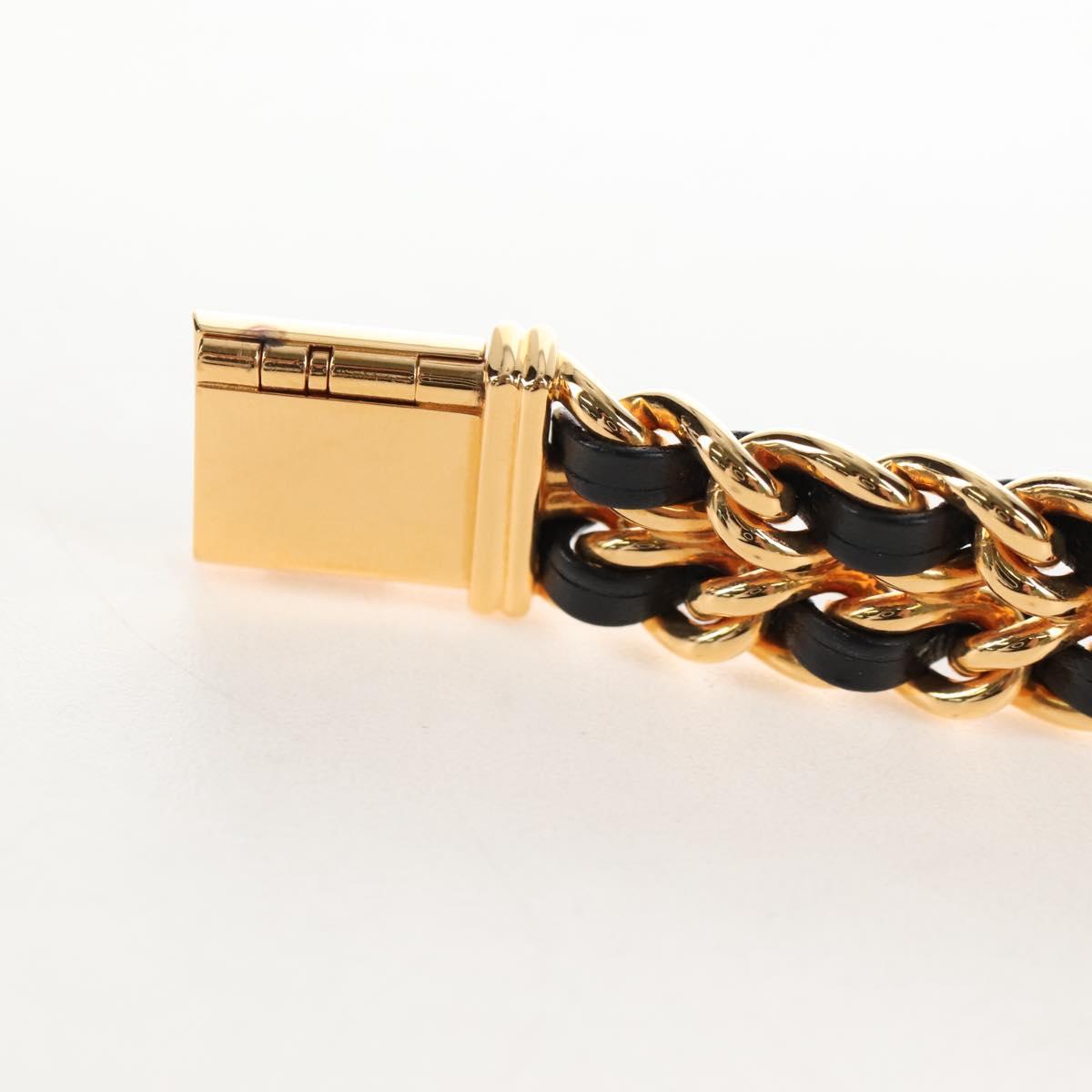CHANEL Premiere Watches Metal Gold Tone Black CC Auth SW2897SAM