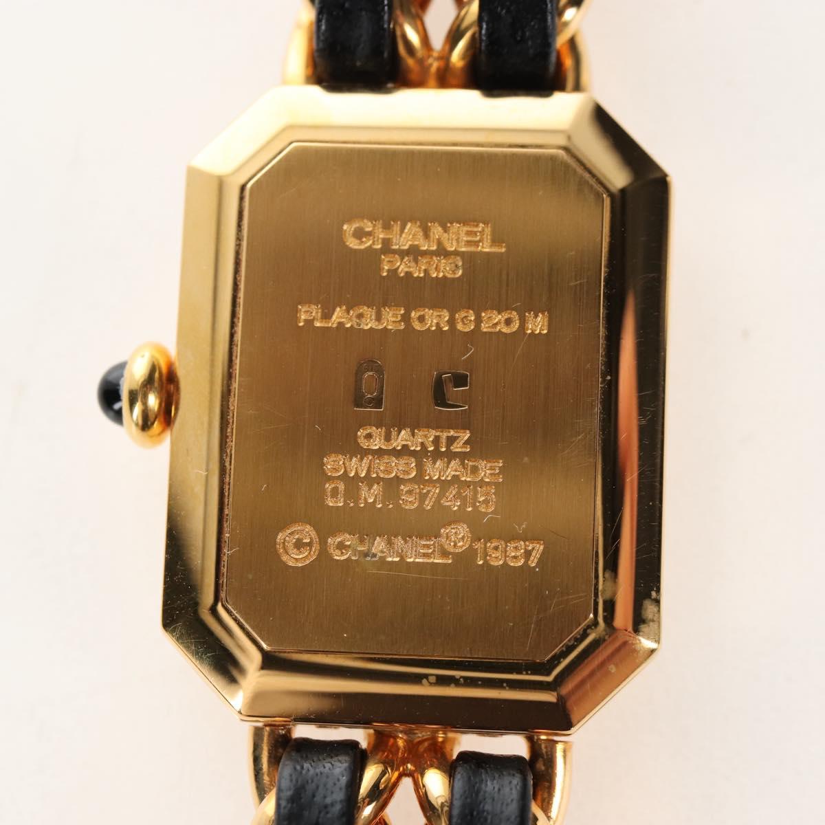 CHANEL Premiere Watches Metal Gold Tone Black CC Auth SW2897SAM