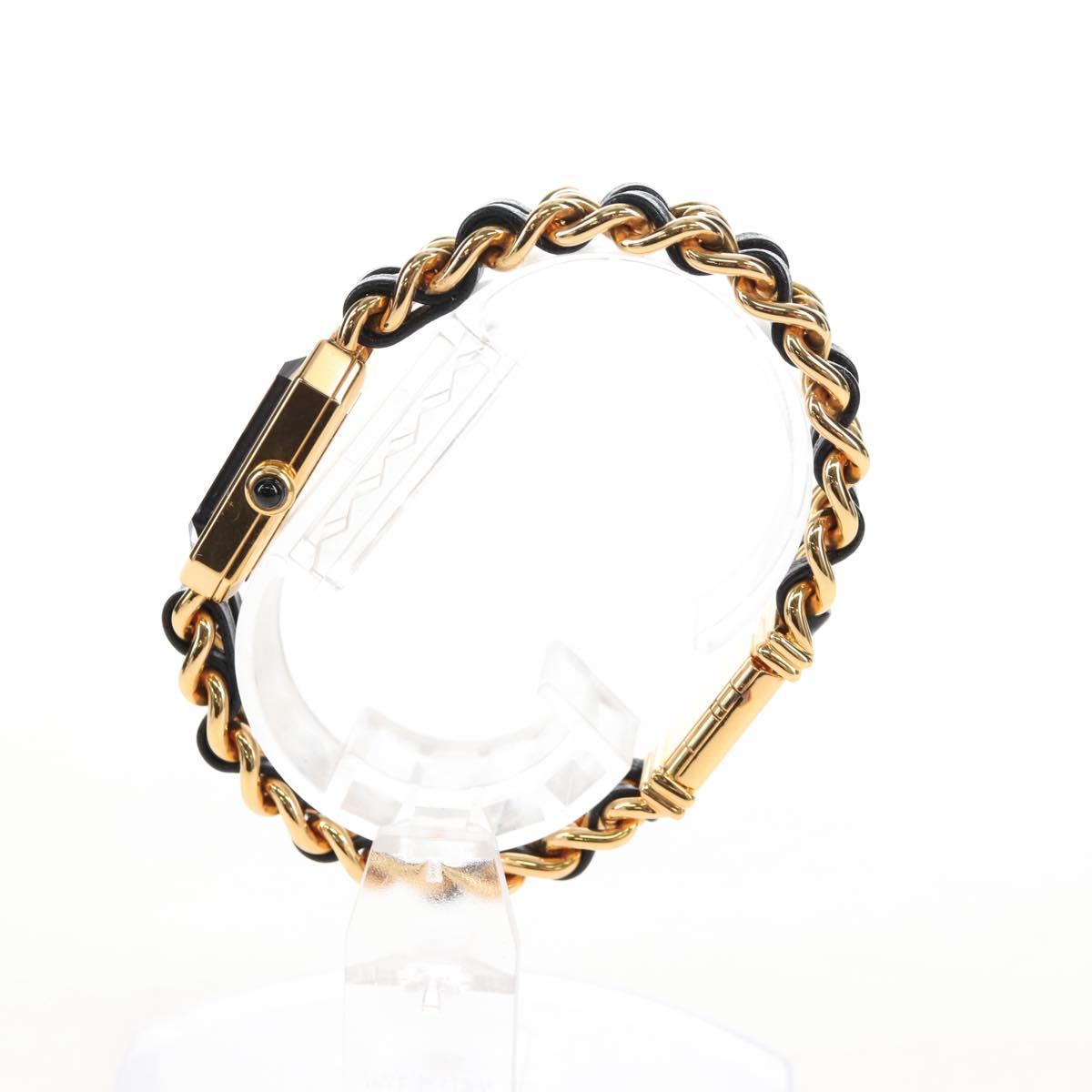 CHANEL Premiere Watches Metal Gold Tone Black CC Auth SW2897SAM