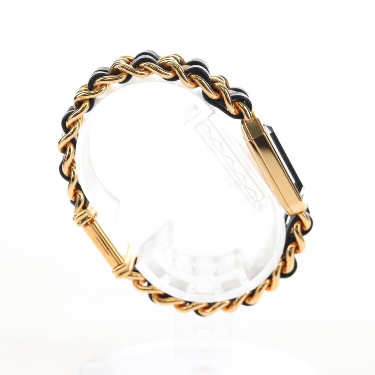 CHANEL Premiere Watches Metal Gold Tone Black CC Auth SW2897SAM