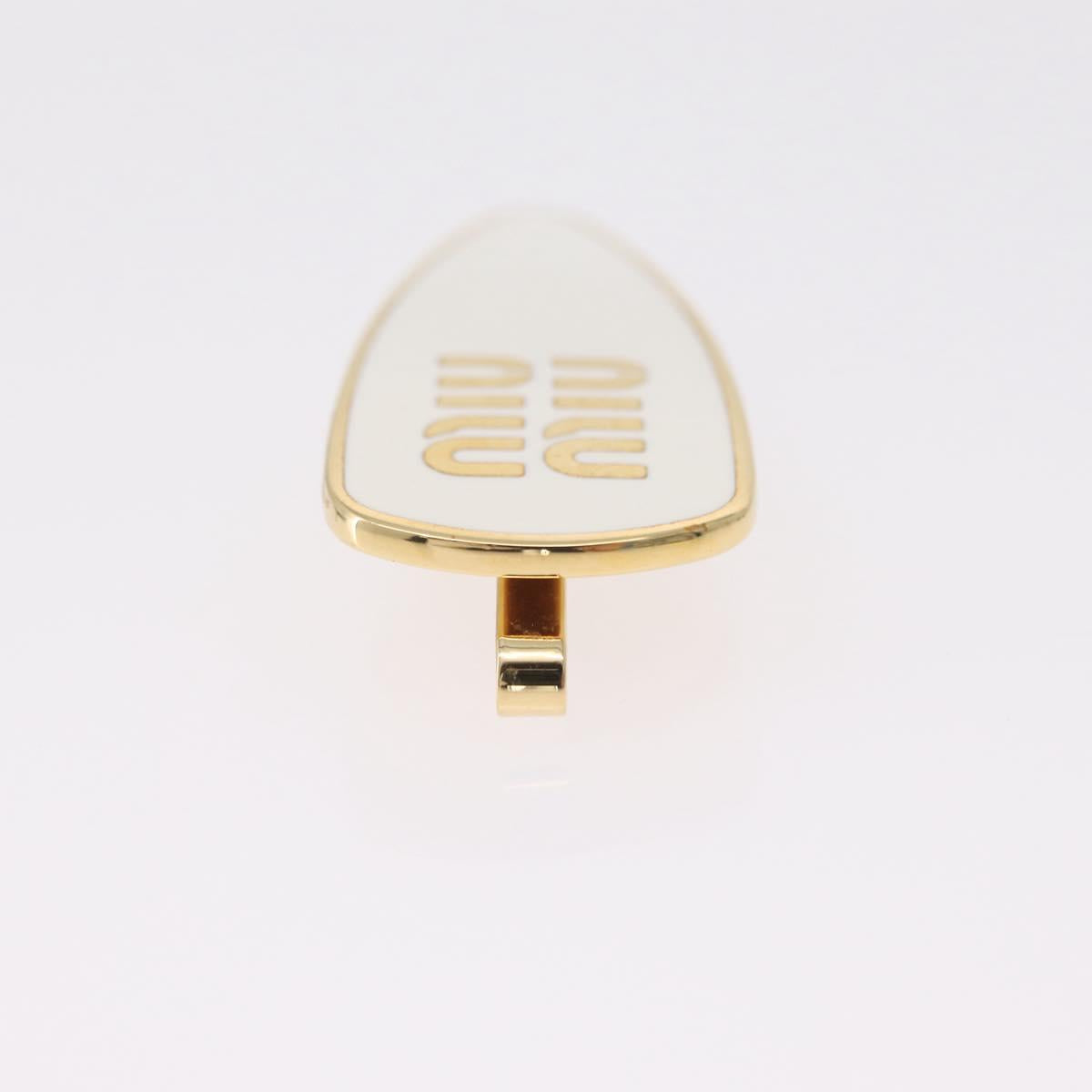Miu Miu Barrette Hair Clip Metal Gold White 5IF147 Auth SW2898M