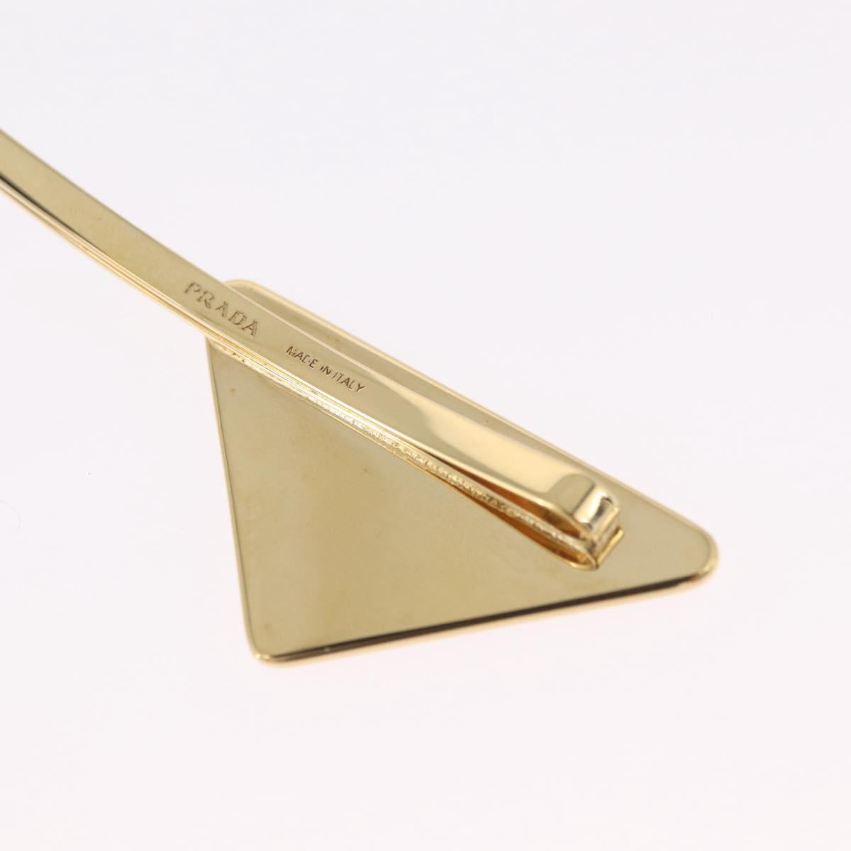 PRADA Barrette Hair Clip Metal Gold Tone Black 1IF051 Auth SW2899M