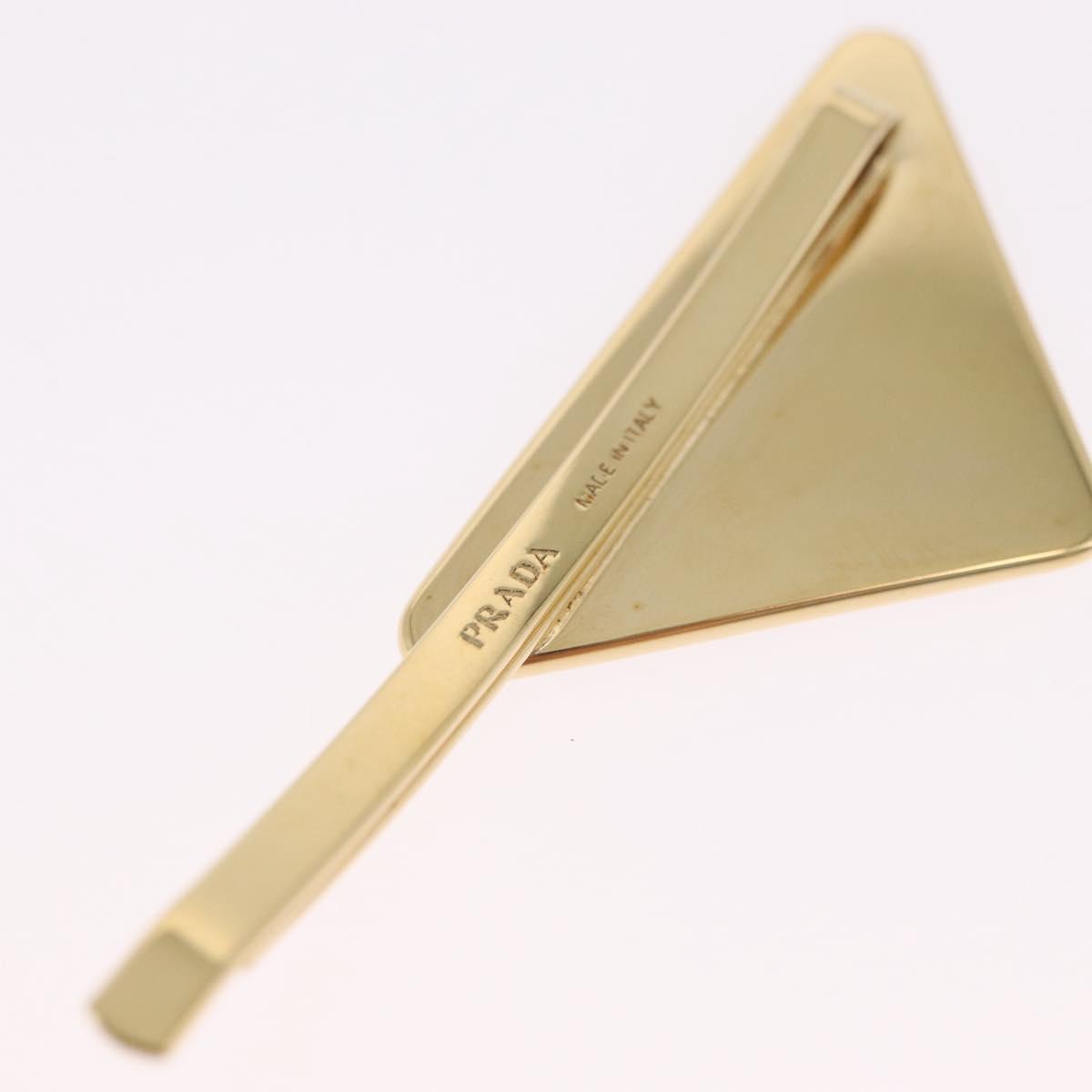 PRADA Barrette Hair Clip Metal Gold Tone Black 1IF051 Auth SW2899M